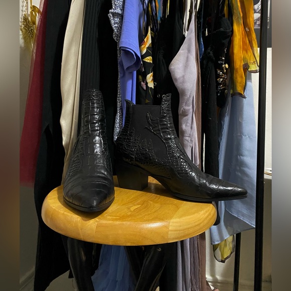 SOLD | Western Faux Snake Skin Pointed Toe Boots - Picture 2 of 5